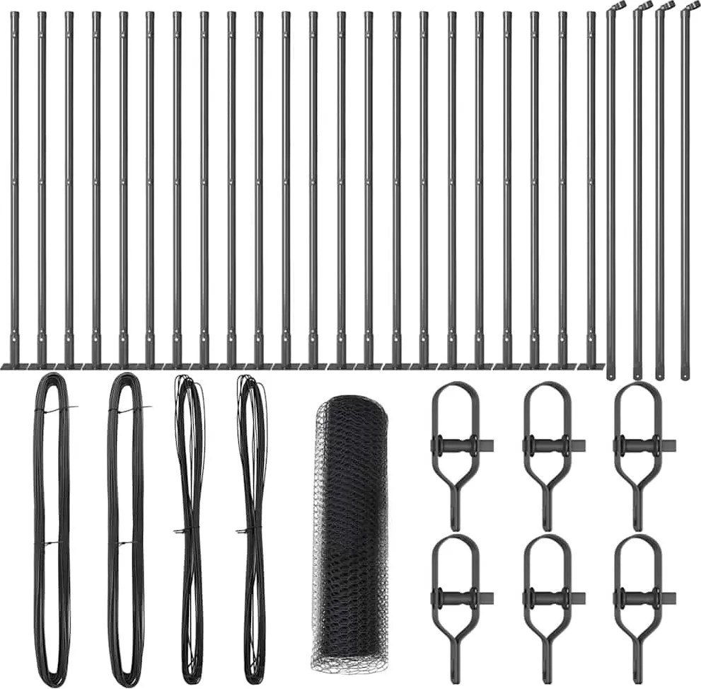 vidaXL Stâlp de gard. Gri 50 x 0,4 m (plasă de 13 mm) Oțel și PVC