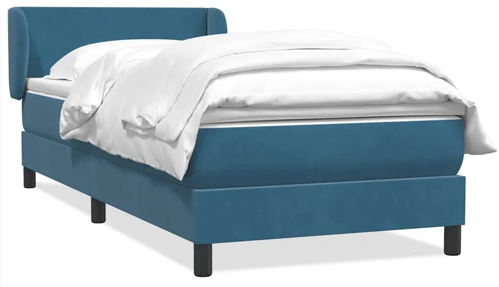 vidaXL Pat box spring cu saltea, albastru închis, 80x220 cm, catifea