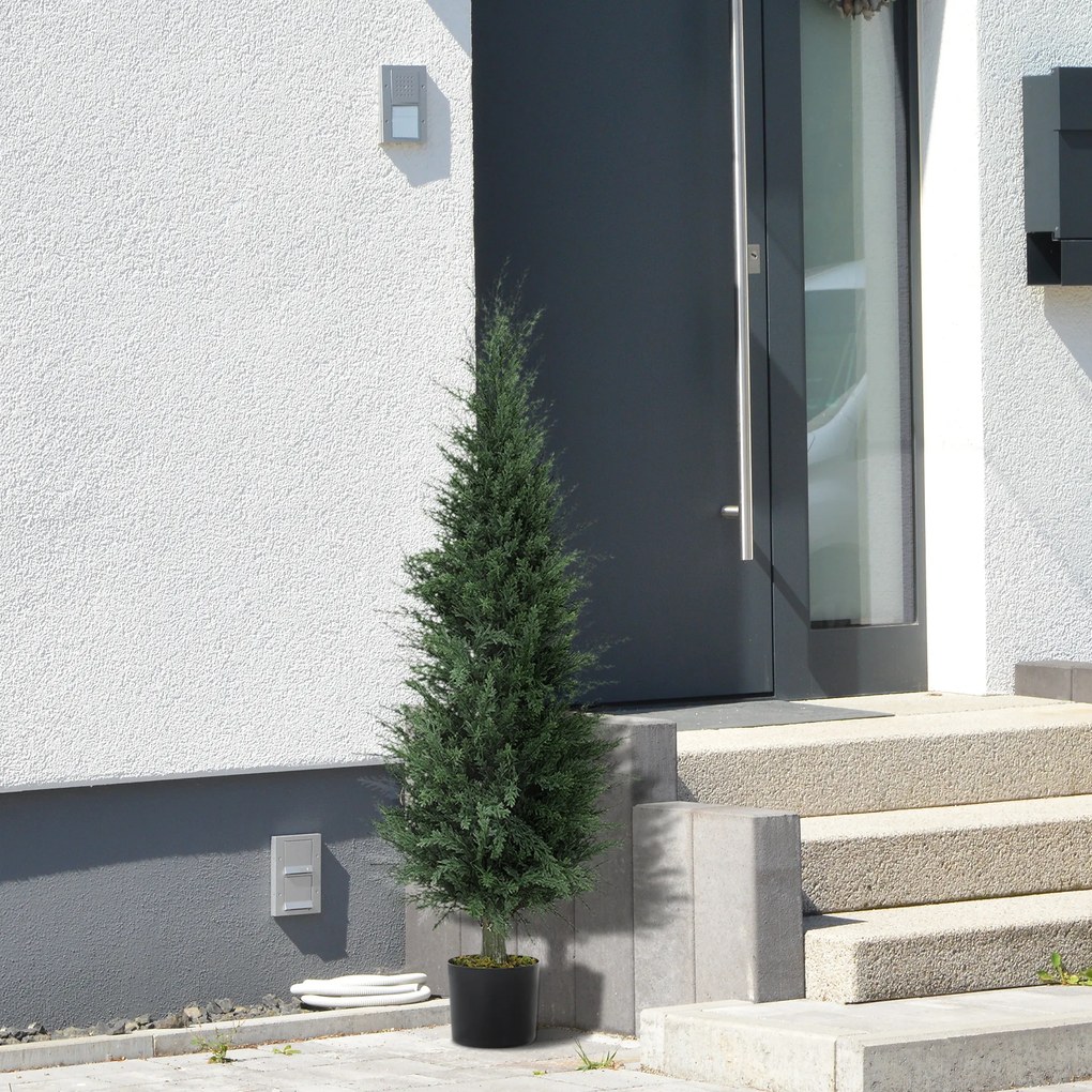 HOMCOM Chiparos artificial, 638 frunze din plastic, cu ghiveci, rezistent la UV, Verde | Aosom Romania