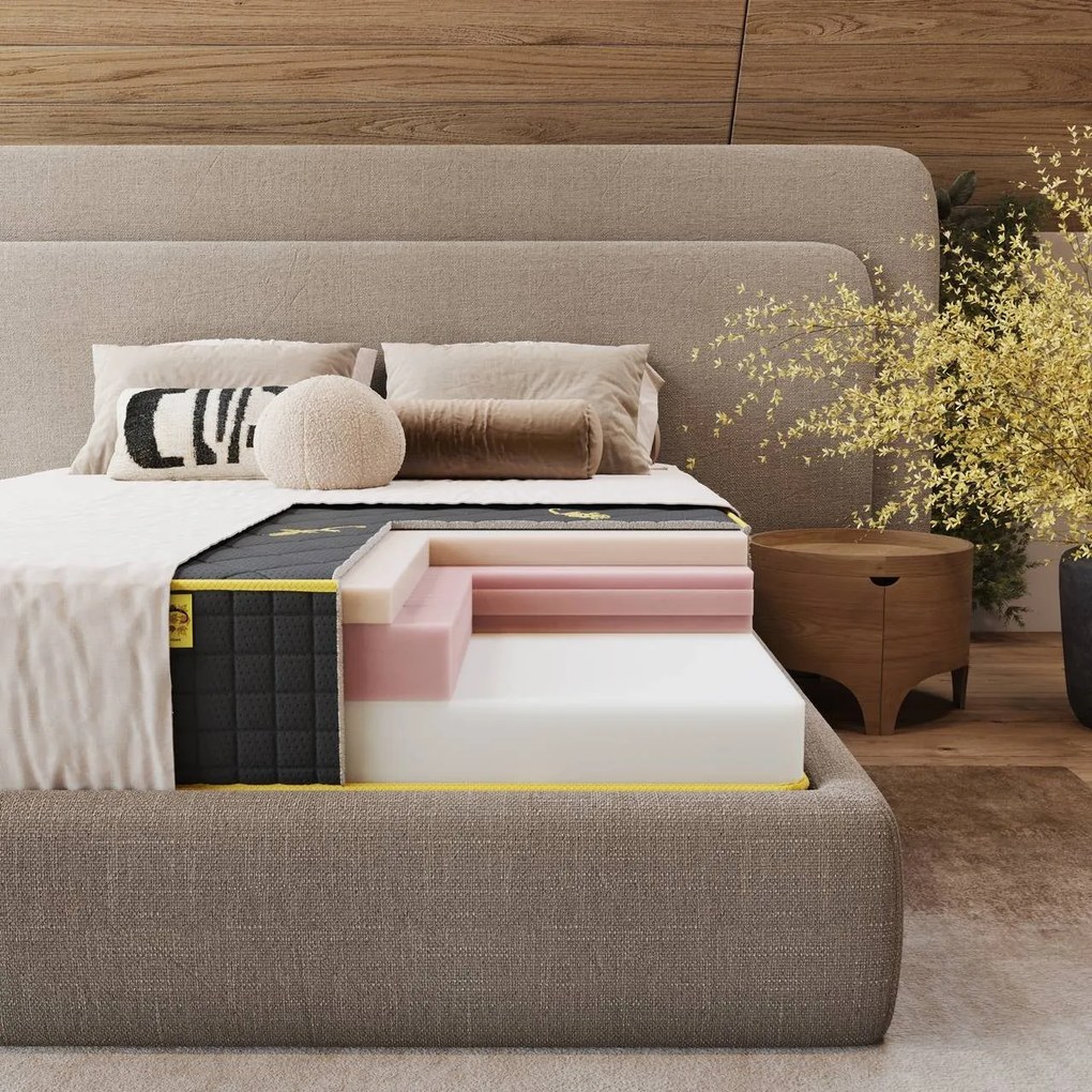 Saltea Salamander Memory Foam 200×200 cm, fermitate medie, 29 cm înălțime