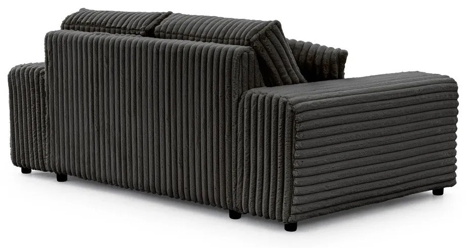 Canapea gri închis cu tapițerie din catifea reiată 178 cm Justin – Ropez