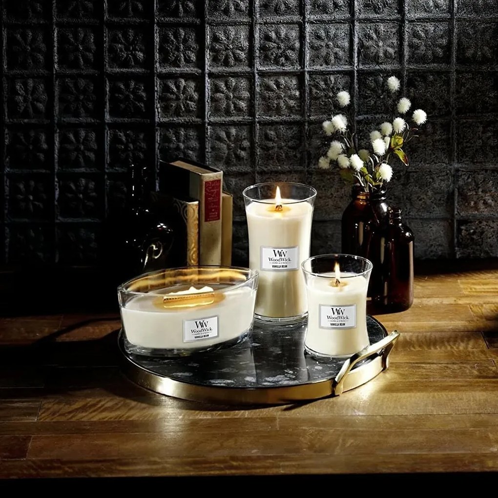 Lumânare parfumată vază mare WoodWick VanillaBean, 609 g