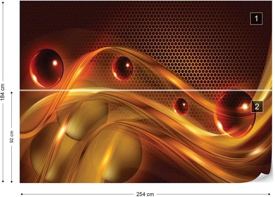 GLIX Fototapet - Orange Red Yellow Modern Abstract Design Vliesová tapeta  - 254x184 cm