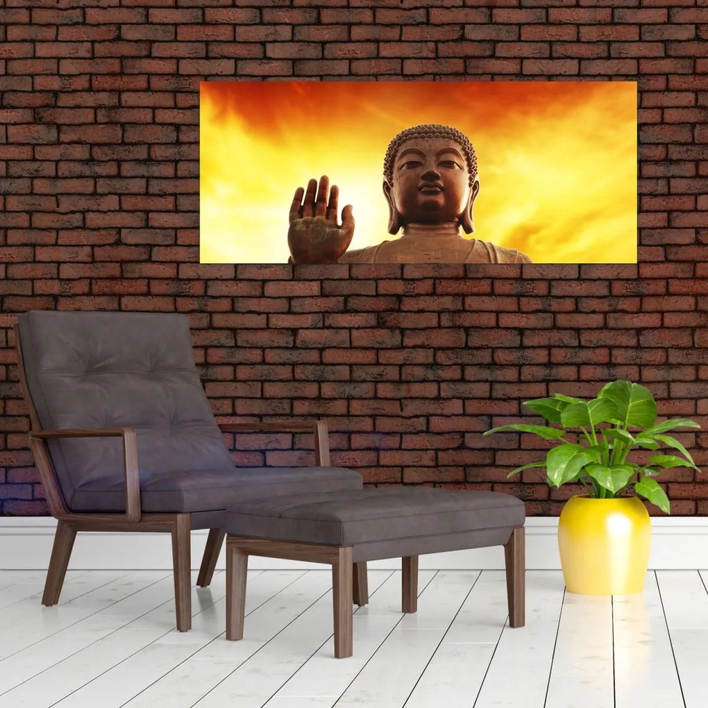 Tablou - Buddha cu fundal roșu și galben (120x50 cm)