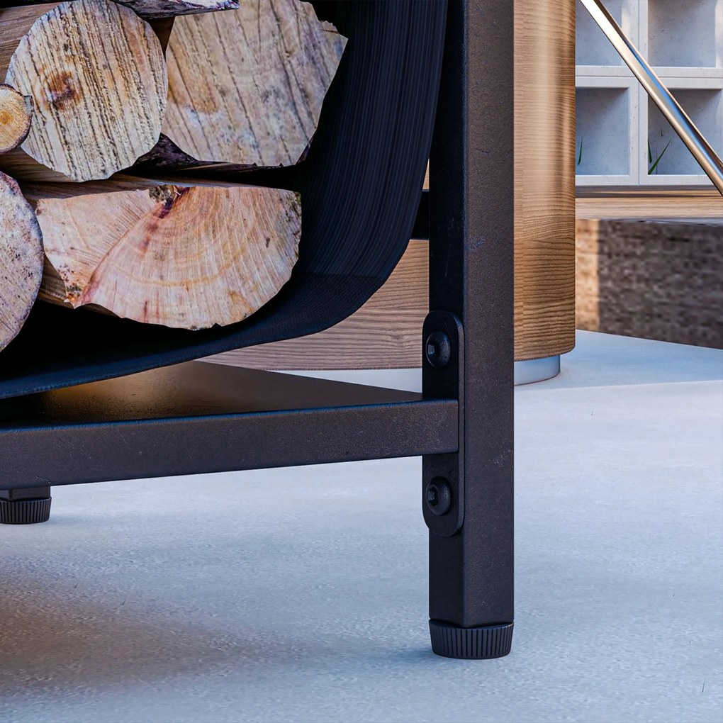 Outsunny Suport de Lemne, cu husă de transport din Oxford 600D, Capacitate 50 kg, 49x34x44 cm, Negru | Aosom Romania