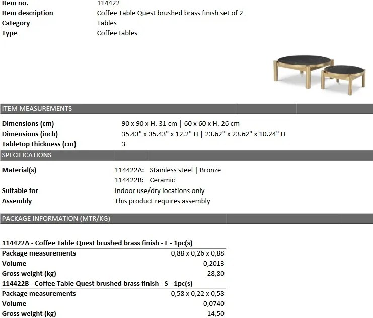 Set de 2 masute de cafea design LUX Quest 114422 HZ