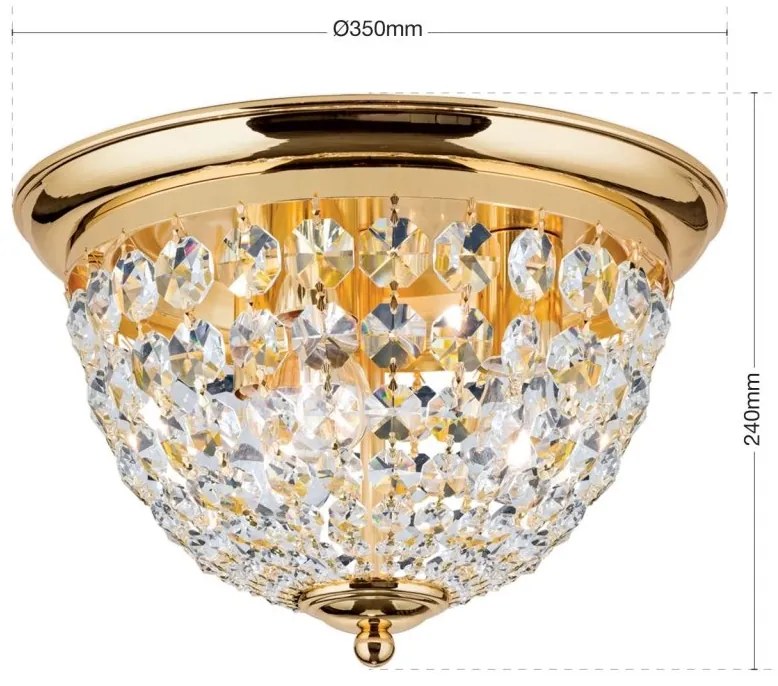 Plafoniera cristal Asfour design elegant lux PLAFOND D-35cm aurie