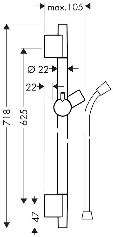 Bara dus alb mat Hansgrohe, Unica S Puro cu furtun 28632700 Alb mat