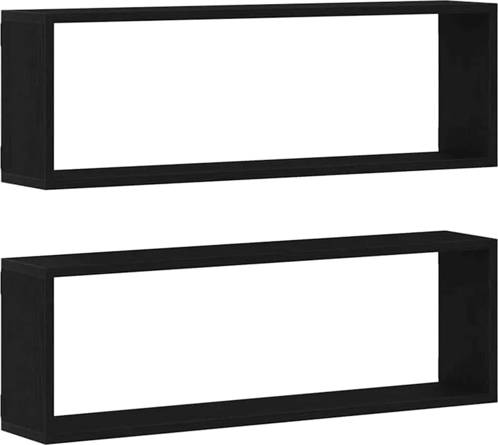 vidaXL Șemele de perete cu raft 2 pcs Stejar Negru 80 x 15 x 26 cm