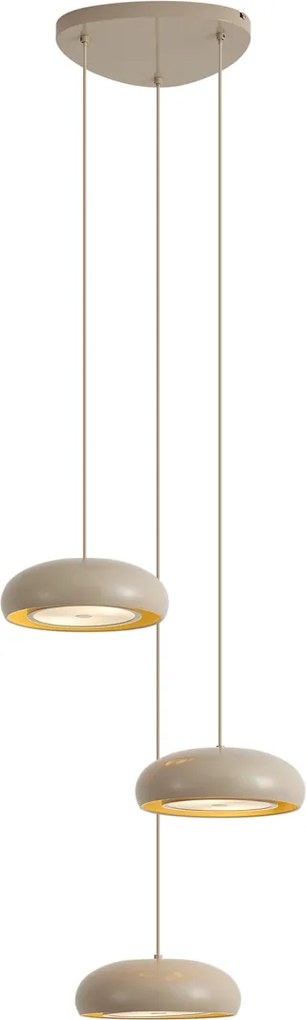 Lampă suspendată retro Taupe cu abajur metalic cu 6 lumini - Macaron