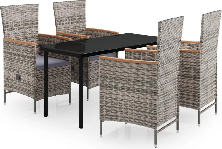 vidaXL Set mobilier pentru grădină, cu perne, 5 piese, gri