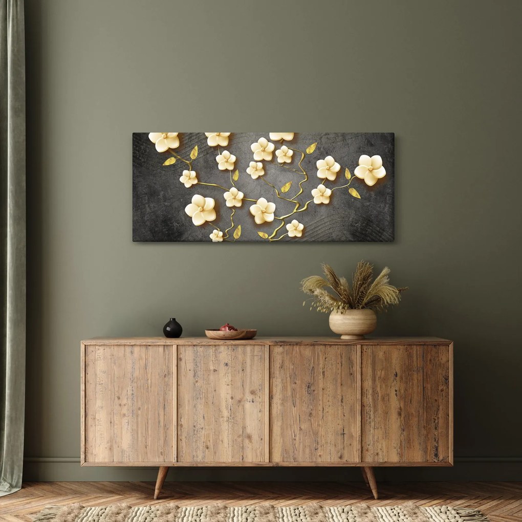 Tablou - Arbust auriu pe fundal negru (120x50 cm)