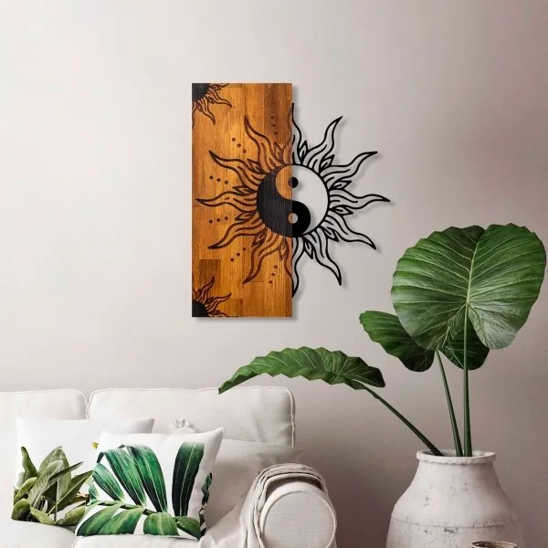 Decorațiune de perete 50x58 cm lemn/metal yin-yang