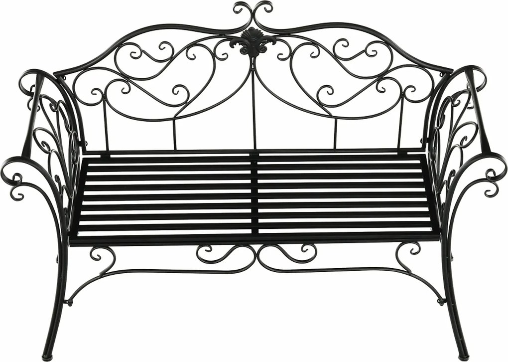 Banca gradina ETELIA, negru, metal, 131x49x89 cm