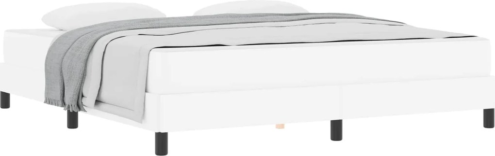vidaXL Cadru de pat cu saltea Alb pur 180 x 200 cm țesătură