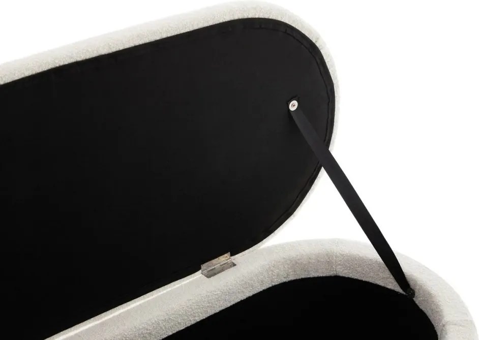 Bancheta alba cu spatiu de depozitare, Tesatura Boucle, VOQUE 110cm