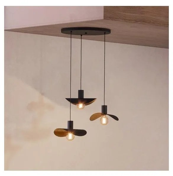 Lustră pe cablu Eglo 390395 SACEDA 3xE27/40W/230V negru/auriu