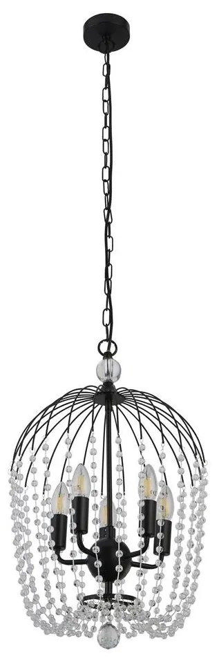 Lustra moderna din metal si margele din sticla Shower negru