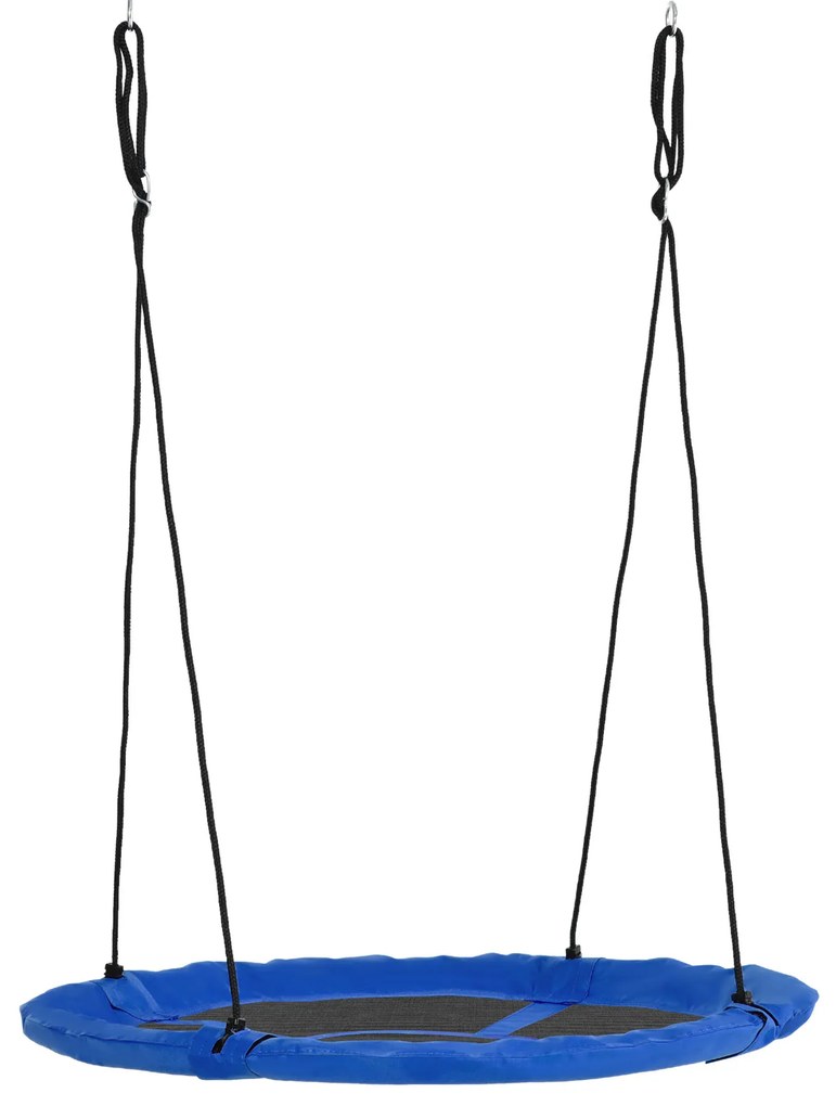 Outsunny Leagăn cu formă de cuib de pasăre rotundă Panier Ø 110 cm 4 inele incluse metal epoxidic Oxford de înaltă densitate Albastru | Aosom Romania