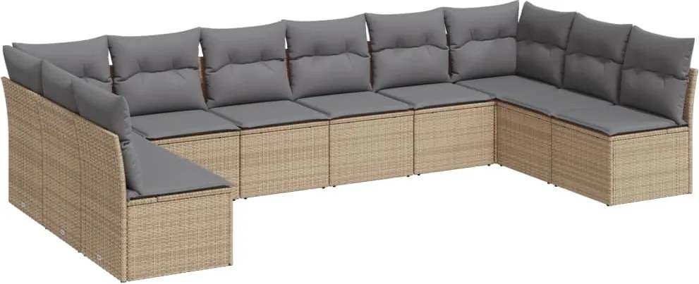 vidaXL Set canapele de grădină cu perne, 10 piese, bej, poliratan
