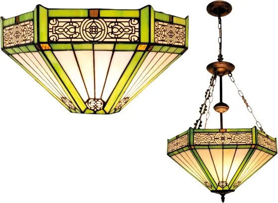 BRILAGI - Tiffany candelabru cu vitralii suspendat pe lanț EMERALD 3xE27/60W/230V Ø 50 cm
