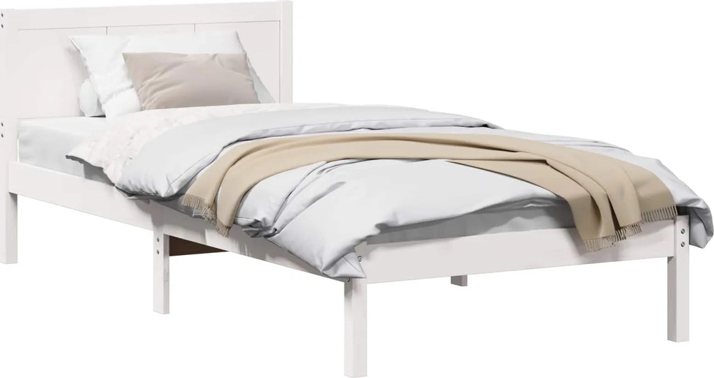vidaXL Cadru de pat Alb 100 x 200 cm Lemn masiv de pin
