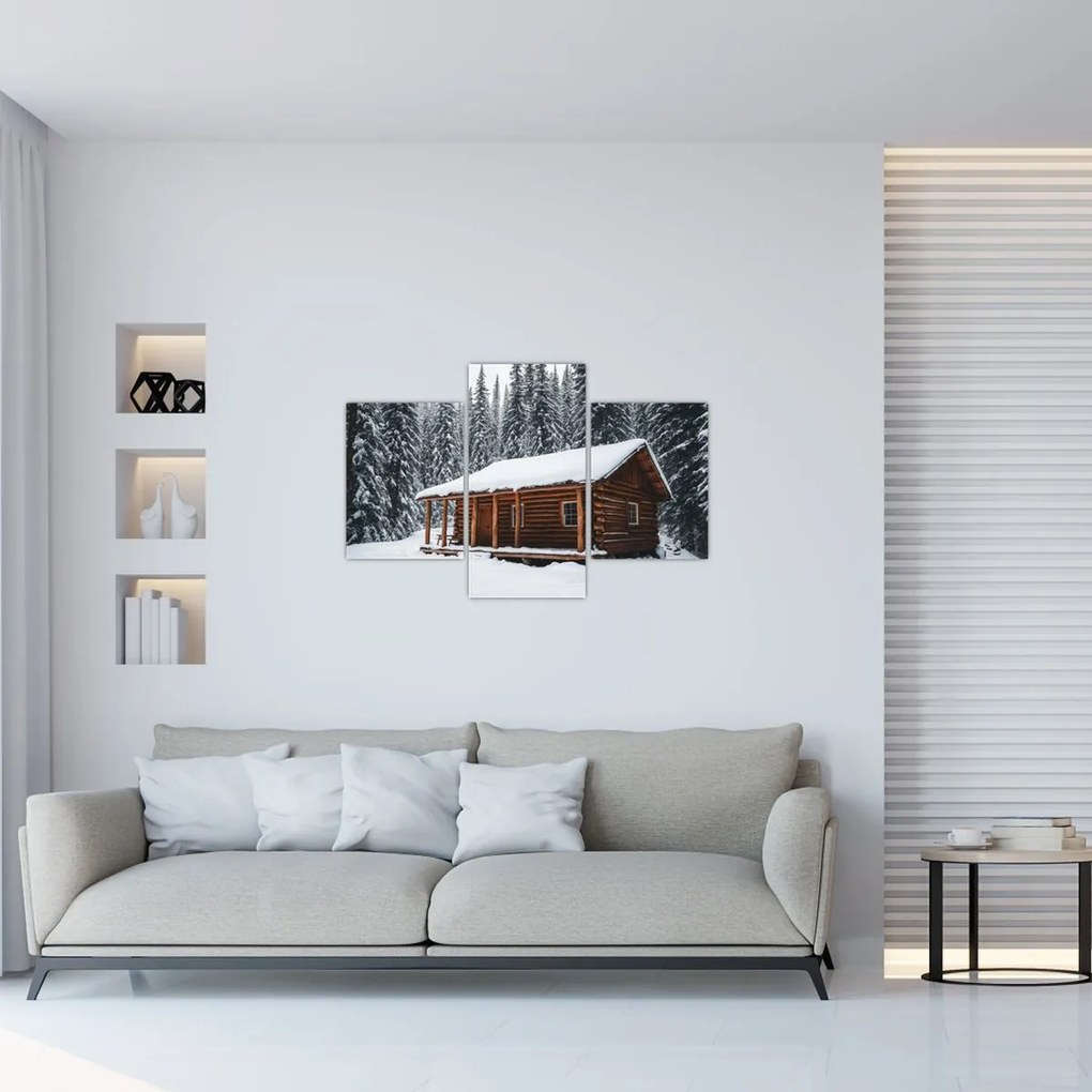 Tablou - Cabană acoperită de zăpadă (90x60 cm)