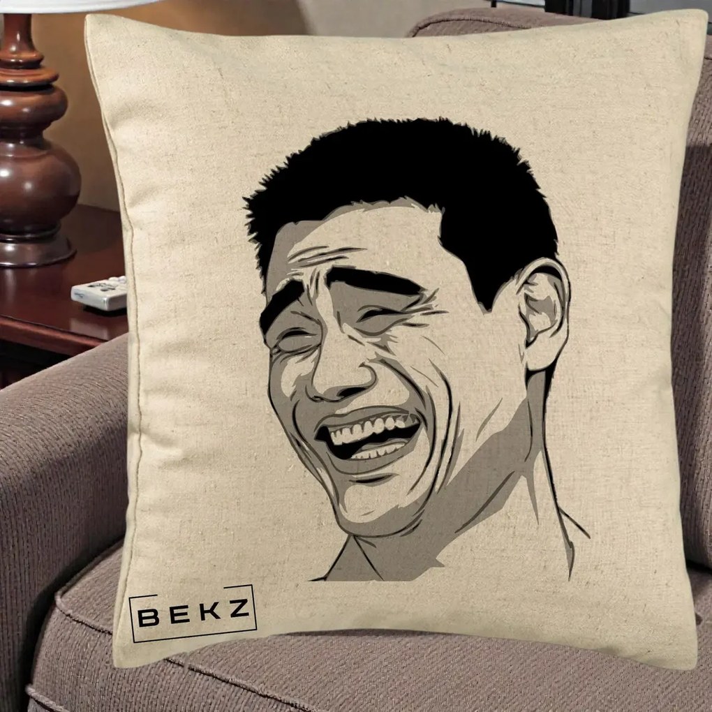 Perna Decorativa Yao Ming Meme, 40x40 cm, Bej, Husa Detasabila, Perna Inclusa, BEKZ®