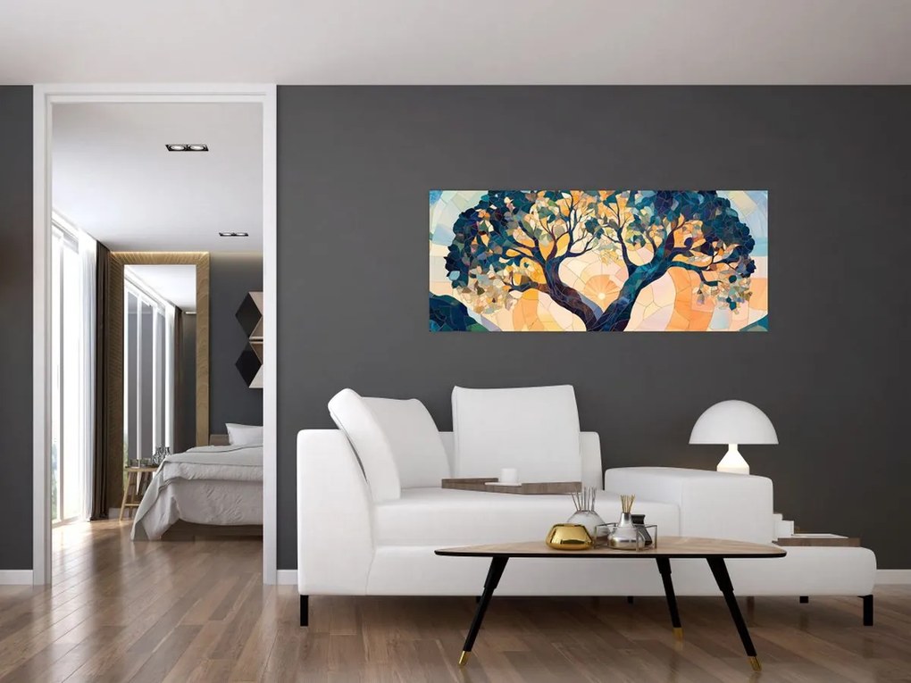 Tablou – Mozaic – soare și arbore II. (120x50 cm)