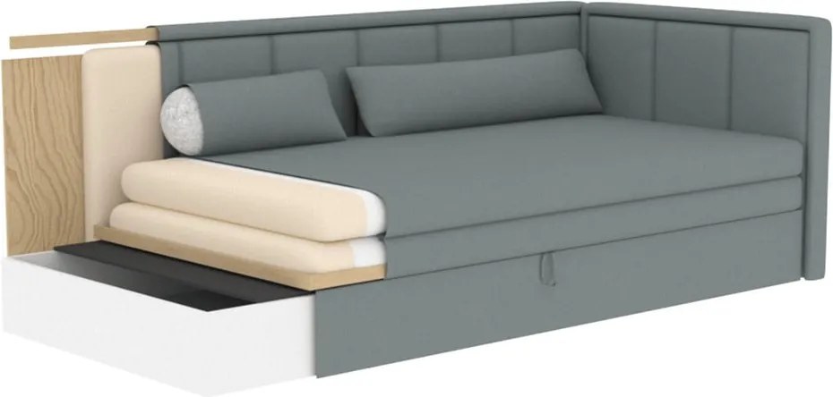 Canapea gri extensibilă/cu spațiu de depozitare cu tapițerie din chenille 214 cm Fulgeo – ELTAP