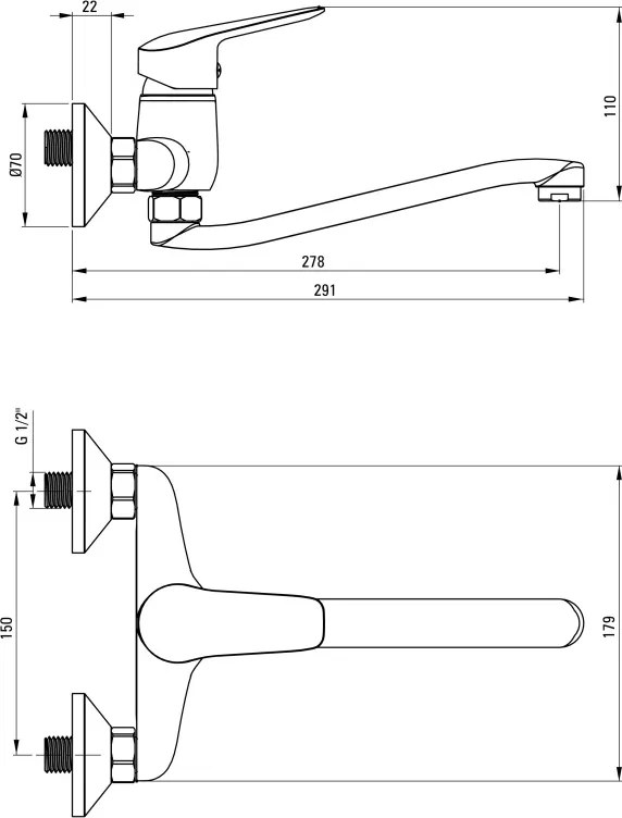 Boro Baterie pentru bucătărie, montare pe perete Finisaj: Crom BMO_080M
