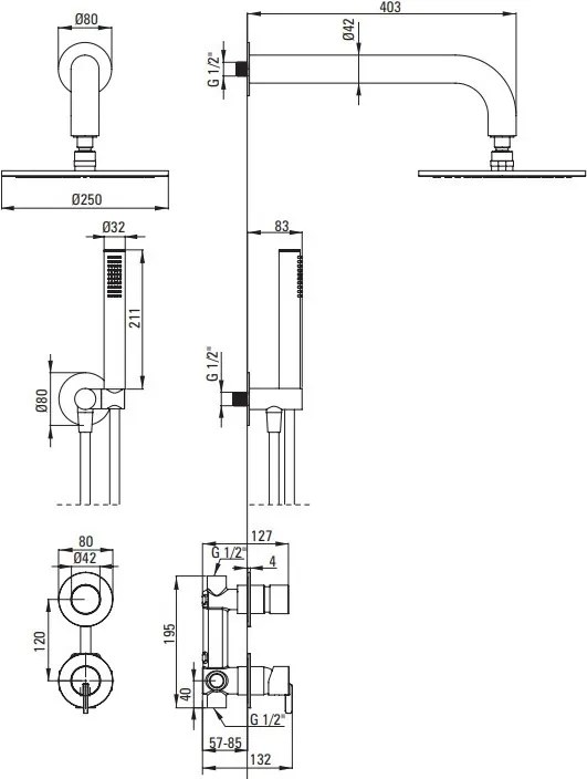 SILIA Set de duș NQS_D9YK Finisaj: titan