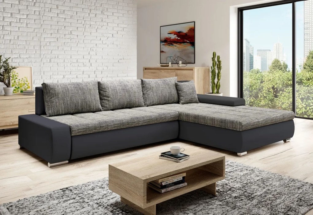 Supermobel Coltar TOSCANIA C, 297x80x214, berlin 01/piele eco alba, dreapta
