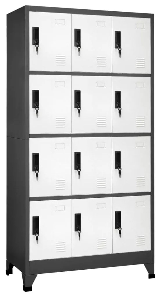 vidaXL Fișet, antracit și alb, 90x45x180 cm, oțel