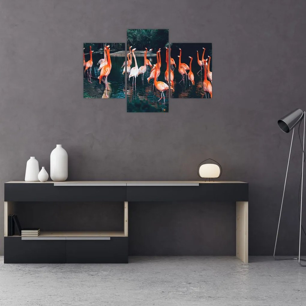 Tablou - turmă de flamingo (90x60 cm)