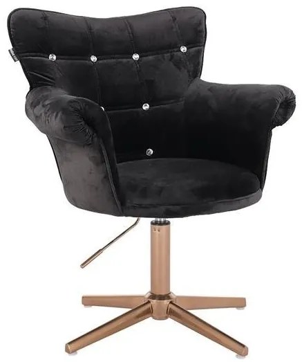 HR804CCROSS scaun Catifea Negru cu Bază Aurie