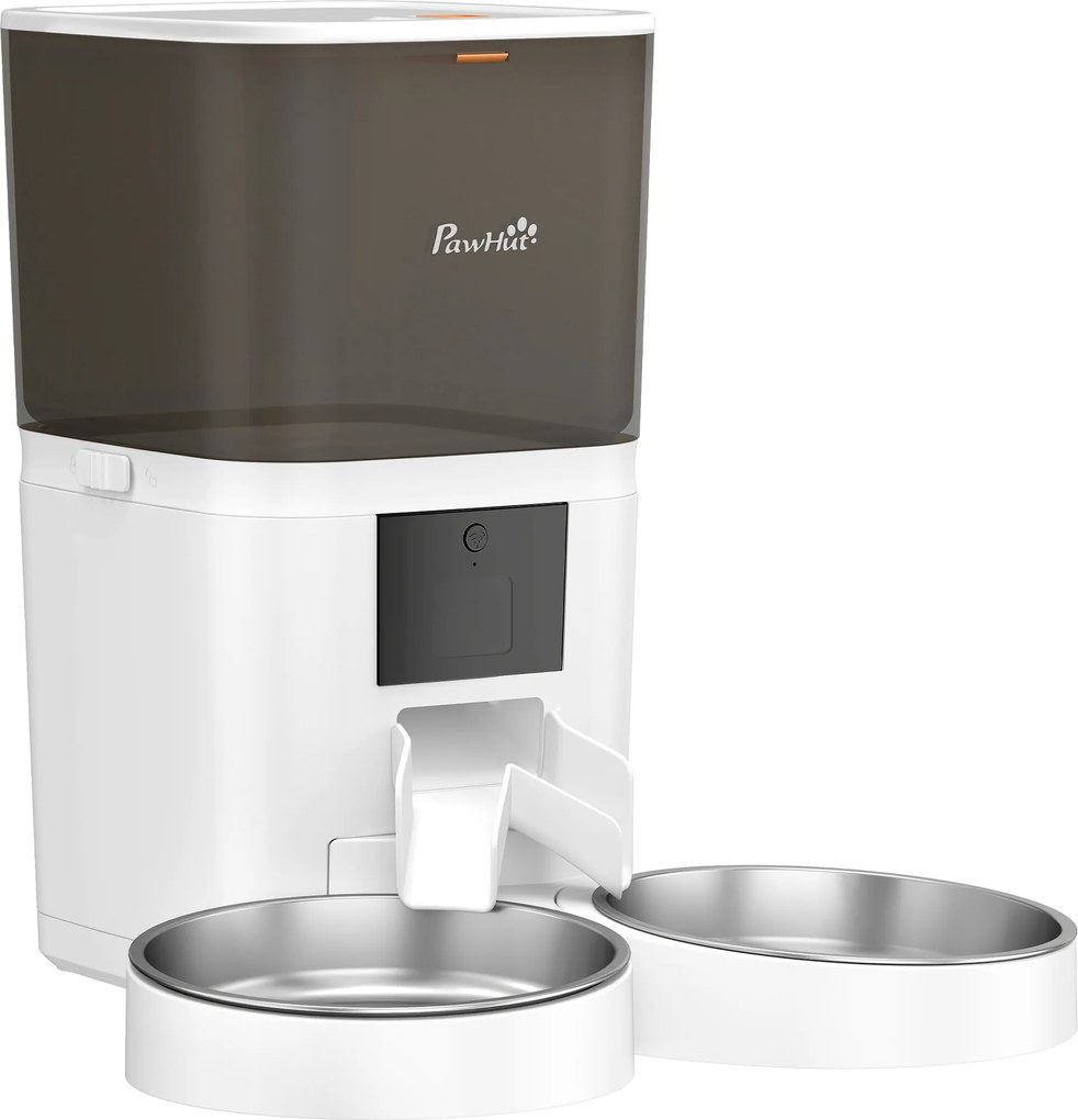PawHut Distribuitor Automat Hrană Pisici 6L WiFi 2.4G, Control prin Aplicație cu Timer, 1-10 Mese pe Zi, Înregistrare 10s, 2 Boluri din Oțel Inoxidabil | Aosom Romania