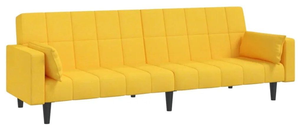 Canapea extensibila cu 2 locuri, 2 perne, galben, textil Galben, Fara suport de picioare