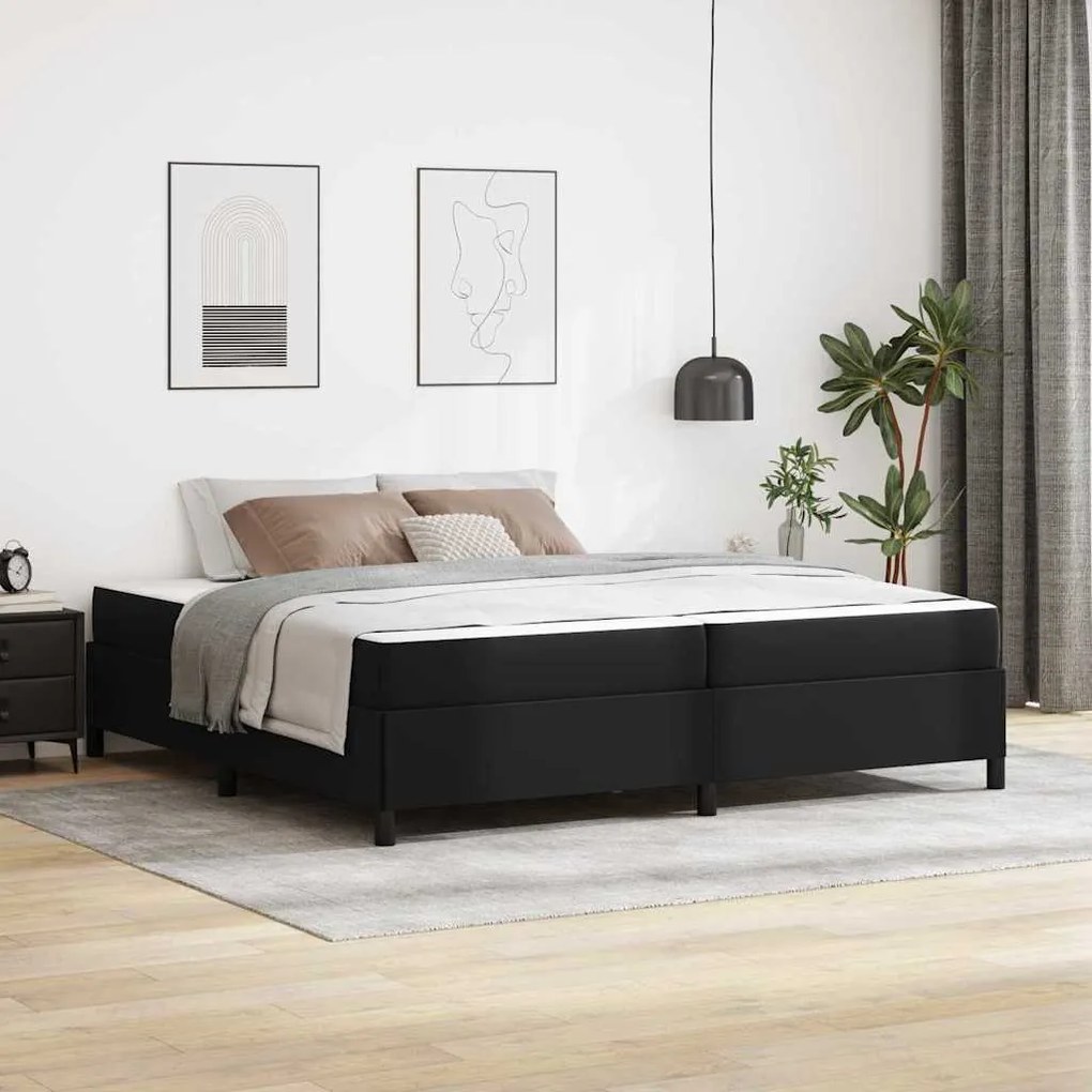 vidaXL Cadru de pat cu saltea Negru 200 x 200 cm Piele artificială