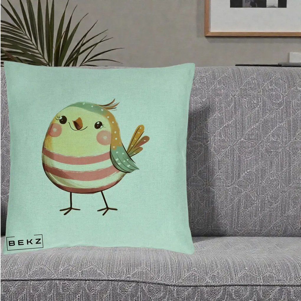 Perna Decorativa Pui Kawaii Pastel Dungat, 40x40 cm, Verde Menta, Husa Detasabila, Perna Inclusa, BEKZ®