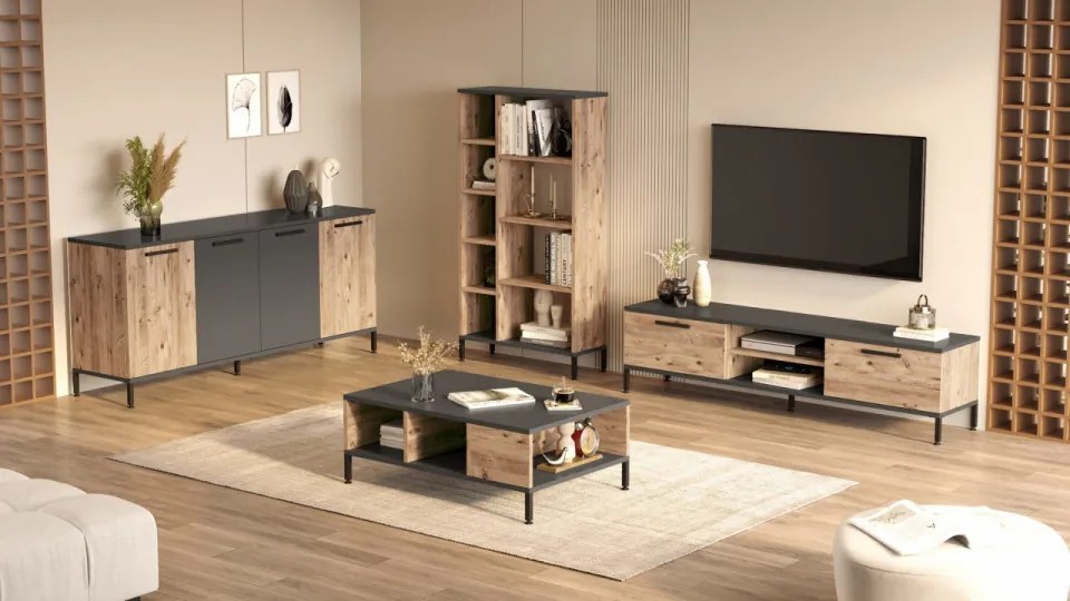 Set Mobilier pentru Sufragerie, RL6-AA, Antracit / Atlantic Pine