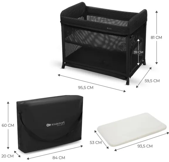 Pătuț de voiaj KINDERKRAFT SELECT MOON negru