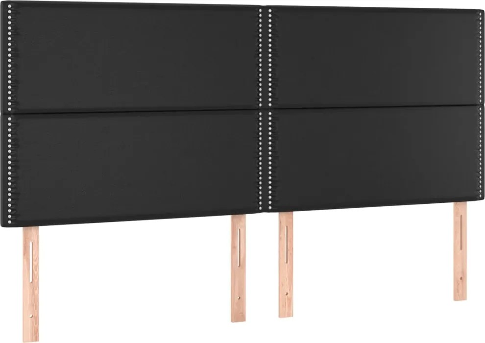 vidaXL Tăblie de pat neagră 180x5x118/128 cm piele ecologică