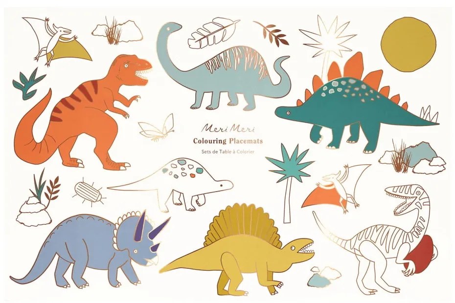 Suporturi pentru farfurii 8 buc. din hârtie 28x42.5 cm Dinosaurs – Meri Meri