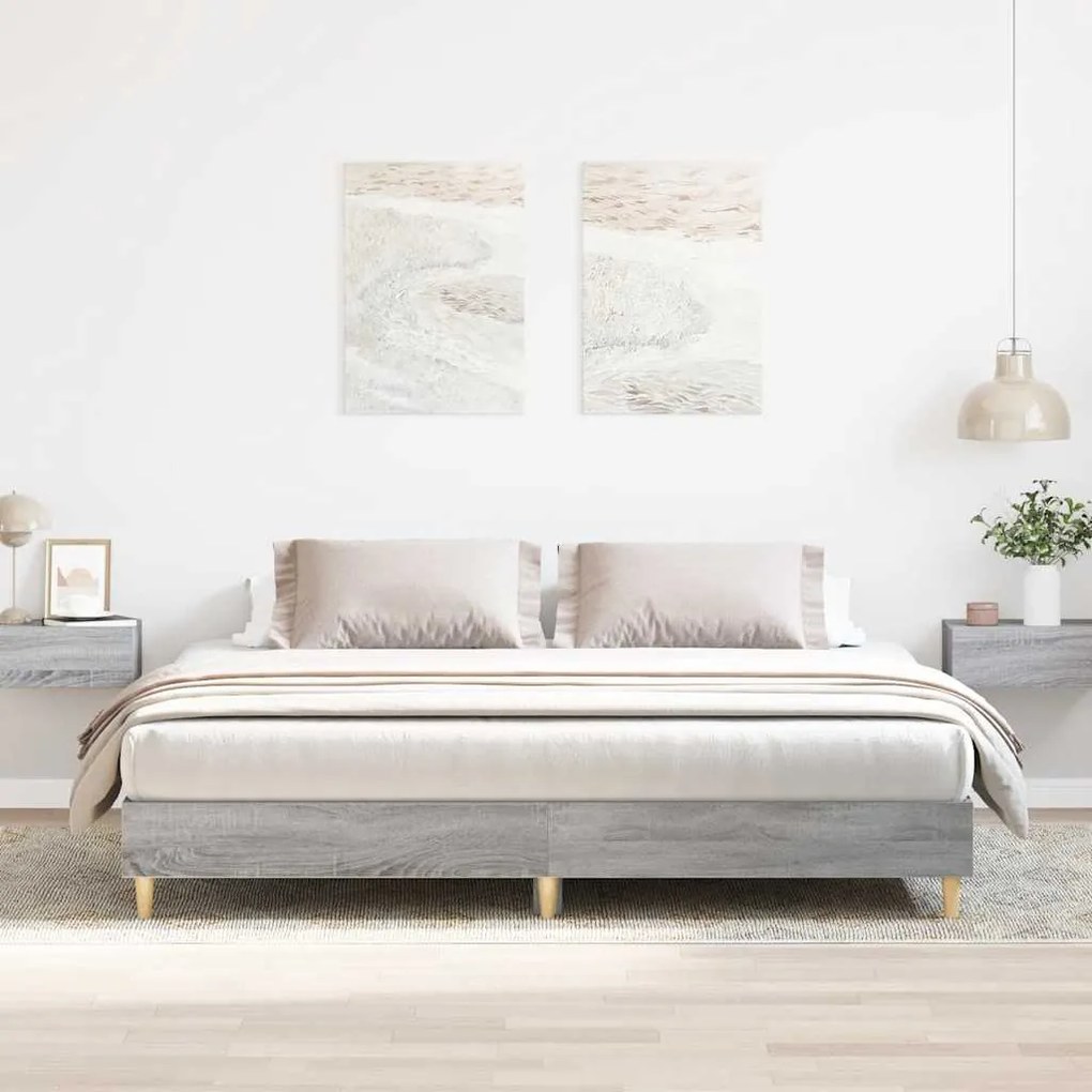 vidaXL Cadru de pat fără saltea Gri Sonoma 200x200 cm lemn prelucrat