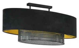Lustră aplicată Duolla DOUBLE OVAL RATTAN 2xE27/15W/230V negru/ratan