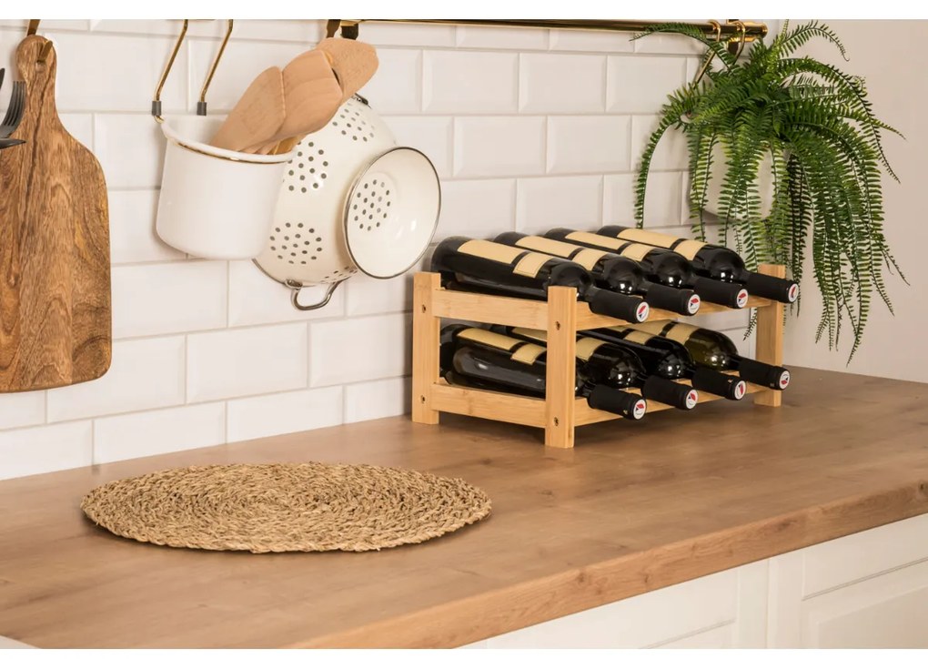 Raft pentruvinuri G21 din bambus, 8 sticle, S