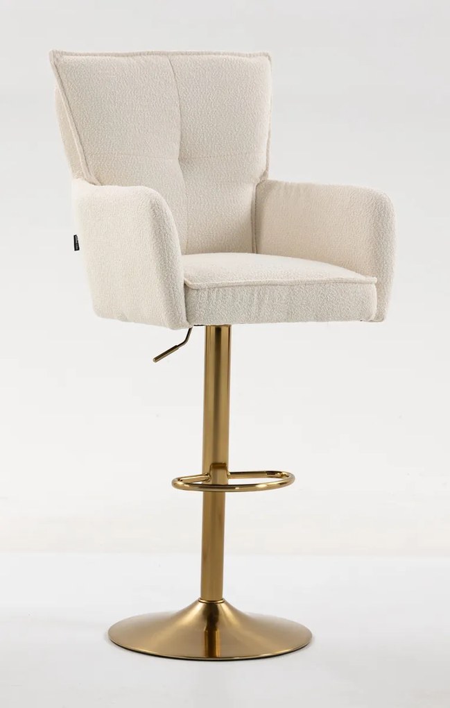 HR250W Scaun Crem Boucle Bază Aurie