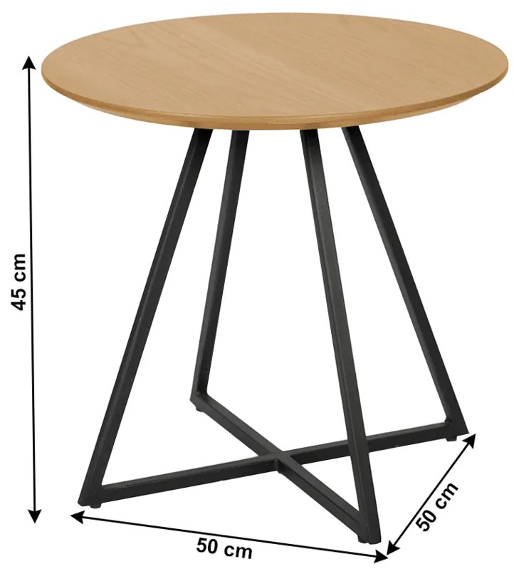 Masă de cafea Delik, stejar, diametru 50 cm