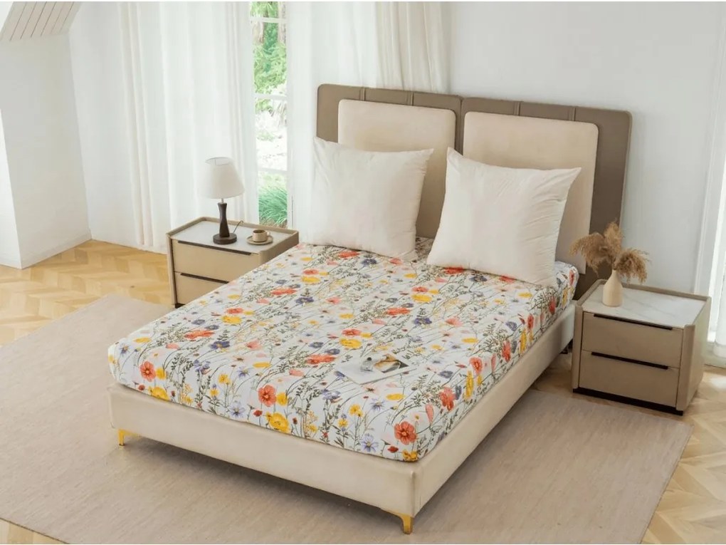 Cearsaf din microfibra WILDFLOWERS colorat 180x200 cm